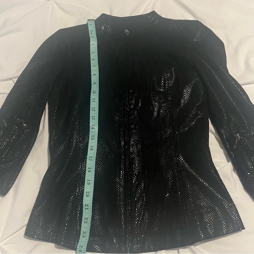 Reba Snakeskin Leather Jacket Size 4 Black Good Condition - Picture 6 of 13